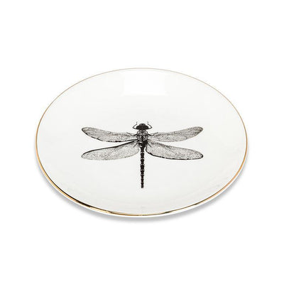 Dragonfly Small Dish with Gold Rim