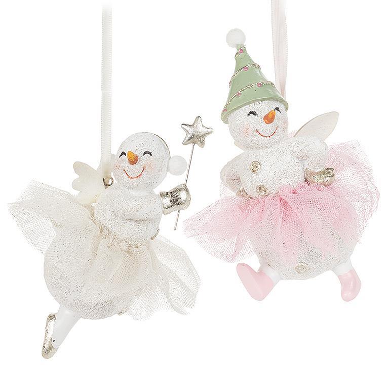 Dancing Snowman Ornament - White