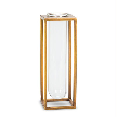 Single Tube Vase with Gold Rack