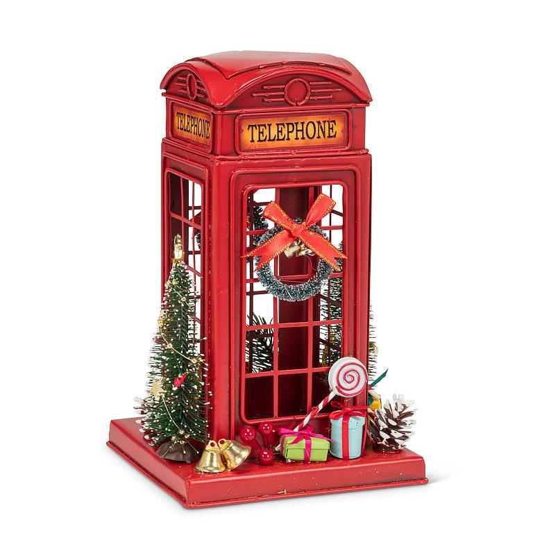 Telephone Booth withTree & Gifts - Red | Putti Christmas Decor 