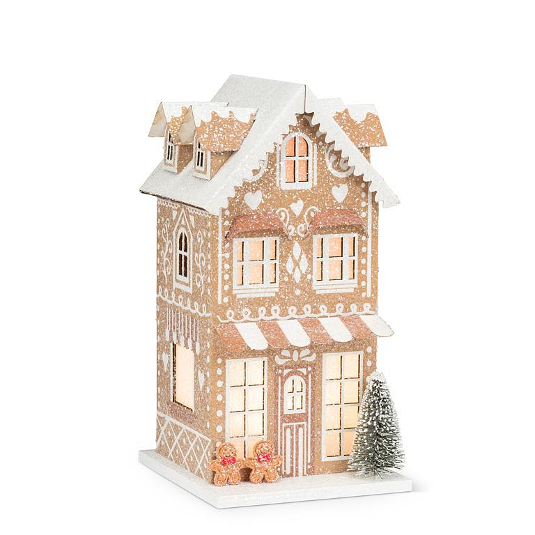 Medium Tall Gingerbread LED House | Putti Christmas Decor 