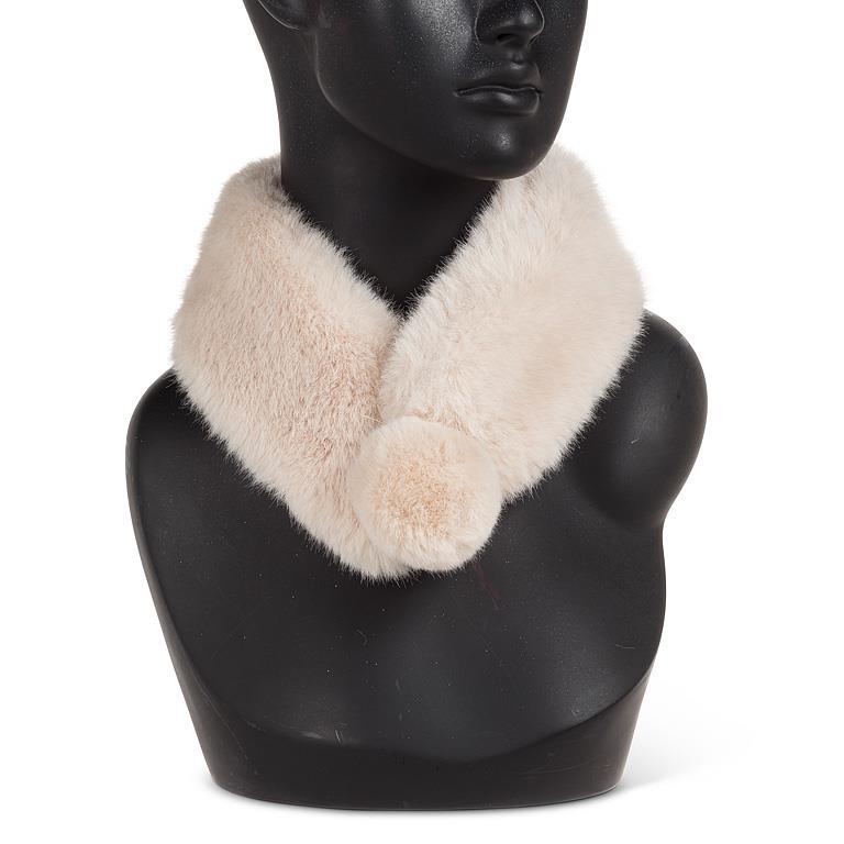 Faux Fur Magnet Scarf with Pompom - Champagne | Putti Fine Fashions 