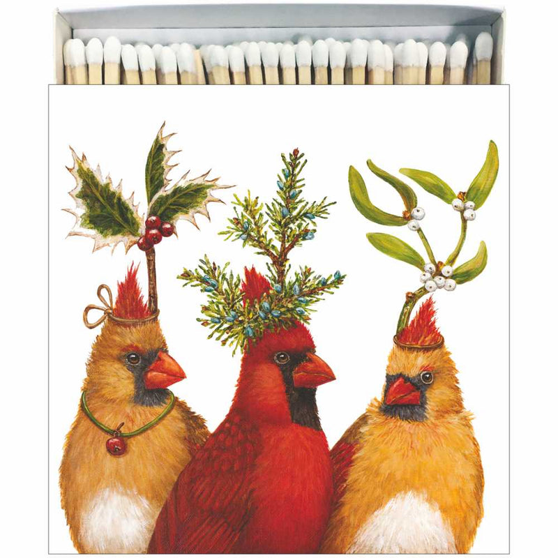 "Holiday Party" Birds Square Decoative Match Box