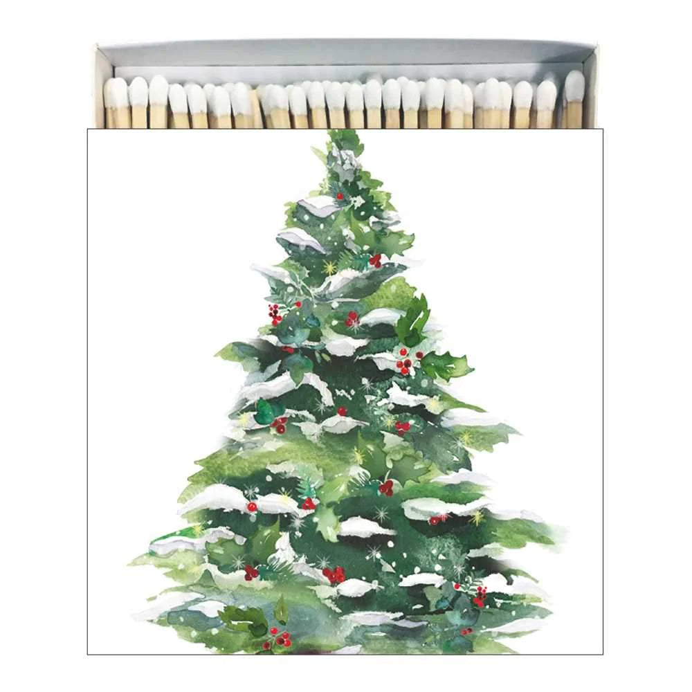 "Winter Tree and Wreath" Square Decoative Match Box