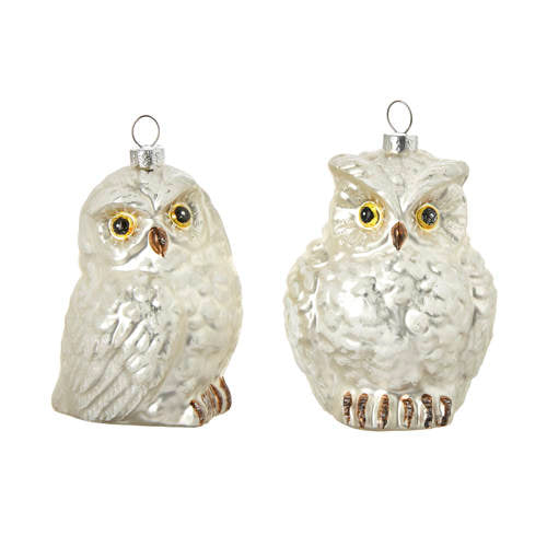 White Owl Glass Ornament | Putti Christmas Canada