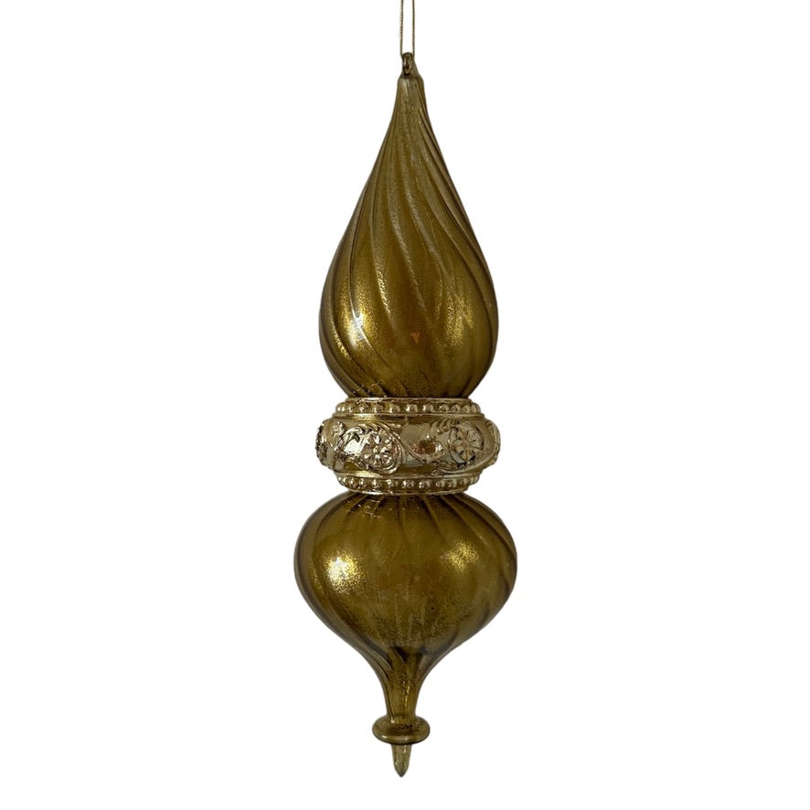 Venetian Style Large Gold Glass Finial Ornament - Antique Gold