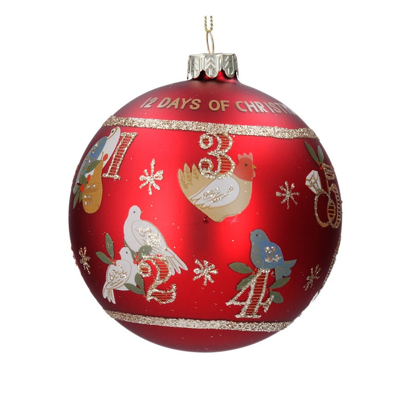 “12 Days of Christmas” Red Glass Ball Ornament