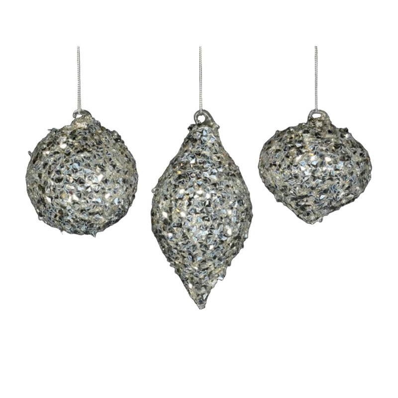 Silver Iced Glass Ornament