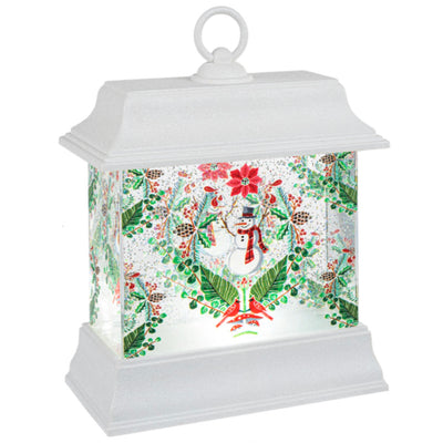 Perpetual Snowman Damask Shimmer Lantern