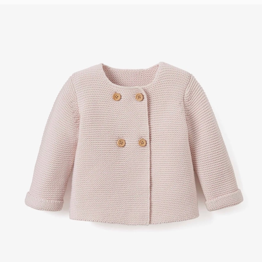 Elegant Baby Knit Cardigan & Pant Set - Pale Pink