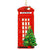 British Telephone Box with Tree Wood Ornament | Putti Christmas Decorations 