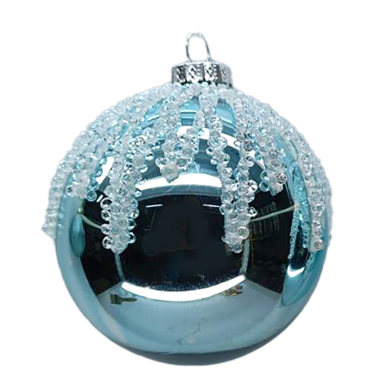 Ice Blue with Glitter Glass Ball Ornament