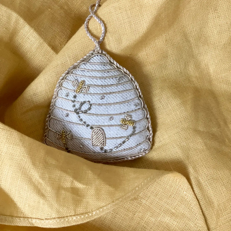 Handmade Beehive Linen Ornament