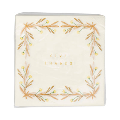 Give Thanks Cream Cocktail Napkin