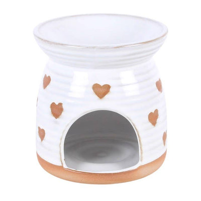 Beige Heart Print Oil Burner