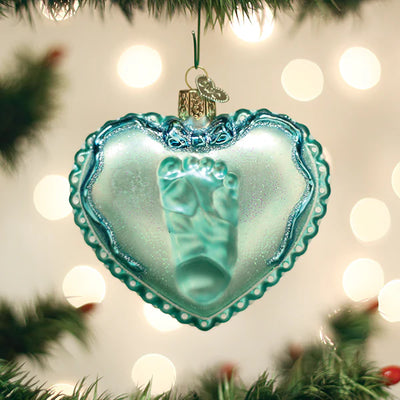 Old World Christmas Baby Boy's Footprint Ornament | Putti Christmas Decorations
