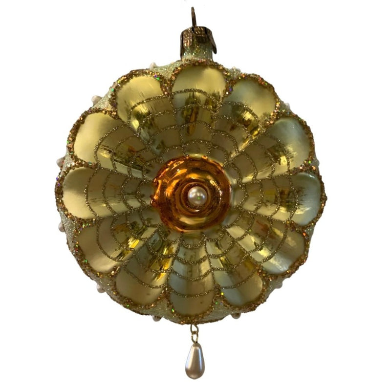 Green Reflector Glass Disc Ornament - Green | Putti Christmas 