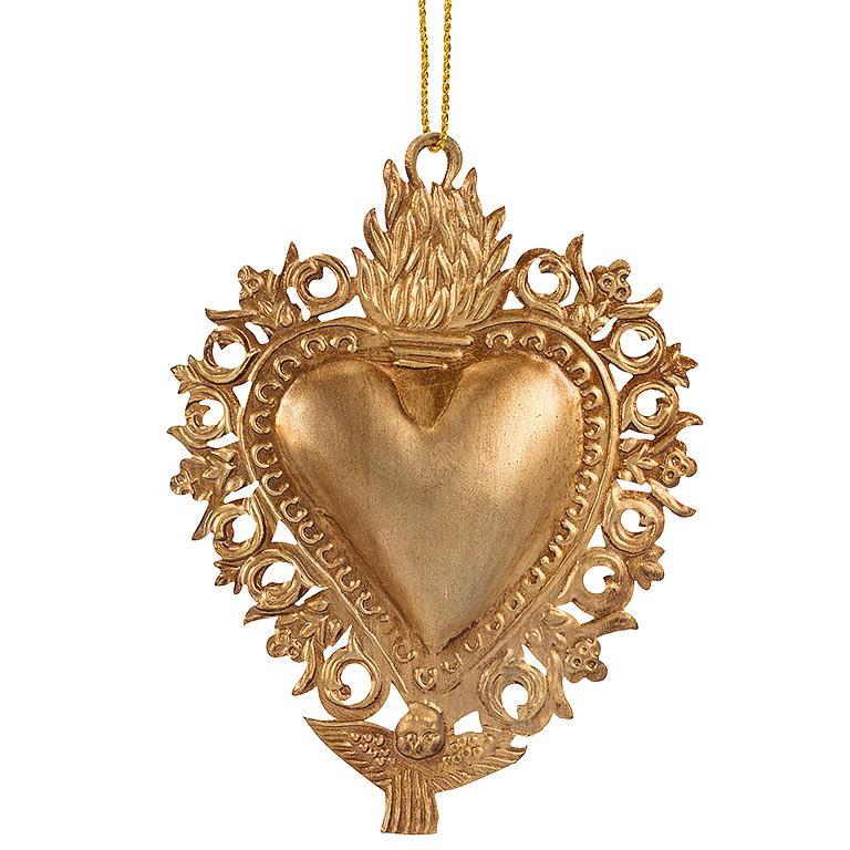 Cutout Edge Flame Heart Ornament - Medium