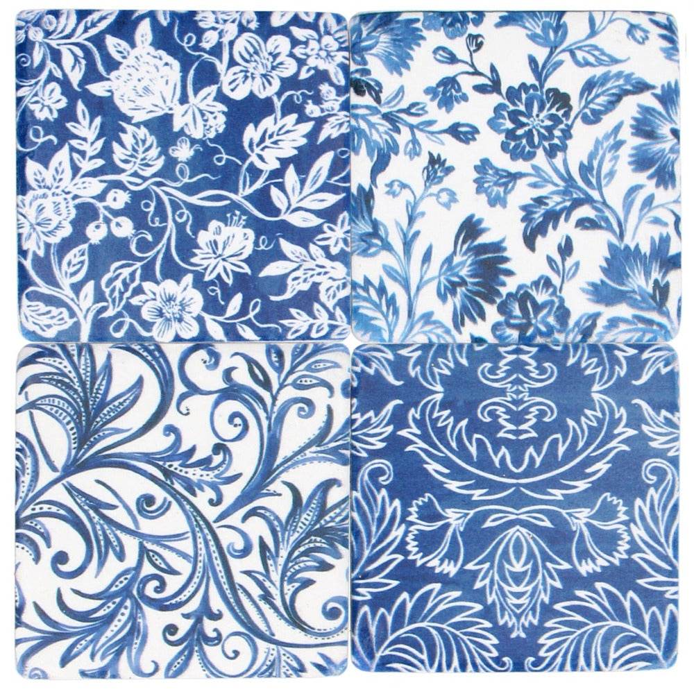 Indigo Wallpaper Coasters - Set of 4 | Putti Fine Furnishings 
