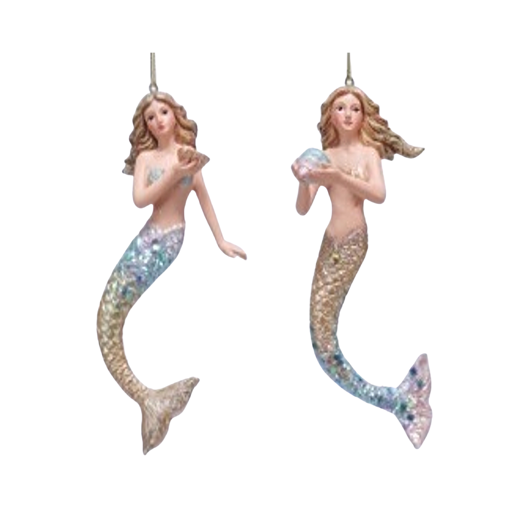 Resin Mermaid Ornament | Putti Christmas Decorations 