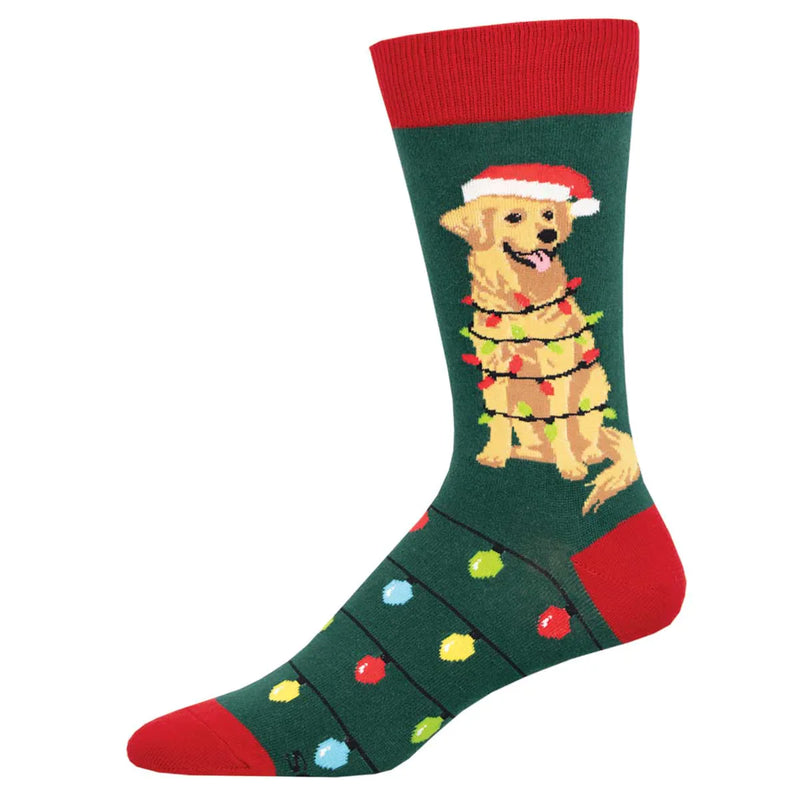 Socksmith "Dog Gone Lights" Men's Socks - Green | Putti Fine Fashions 