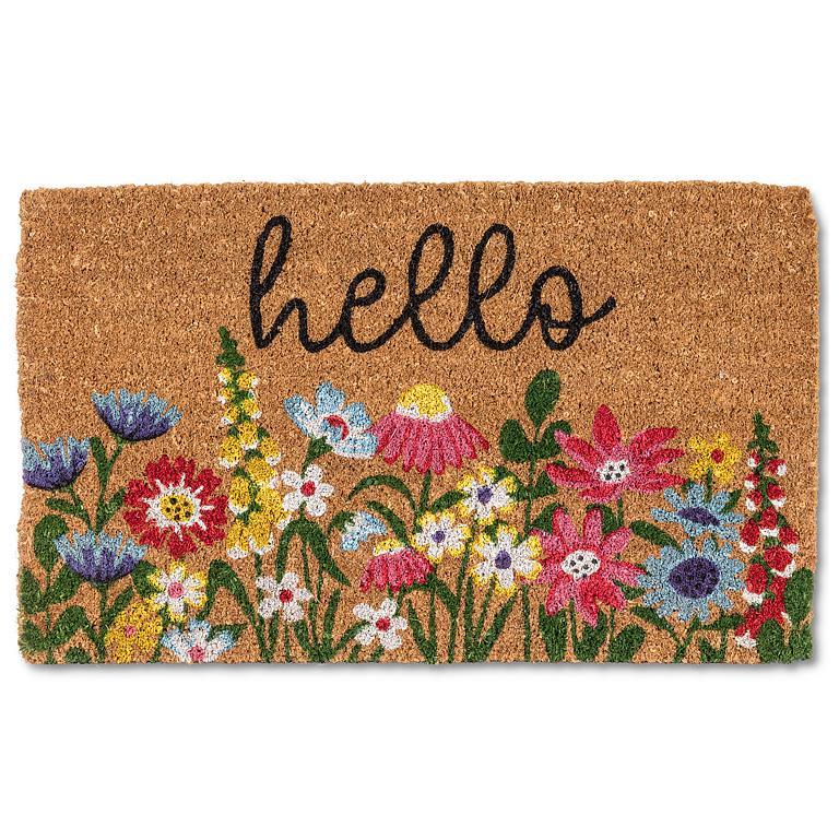 "Hello" Floral Doormat