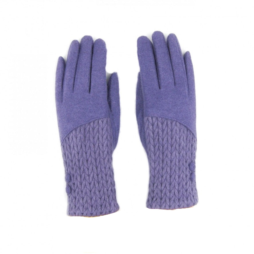 Cashmere Blend Buttoned Gloves - Purple