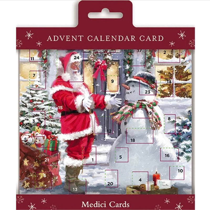 Traditional Santa Scene Advent Calendar Card