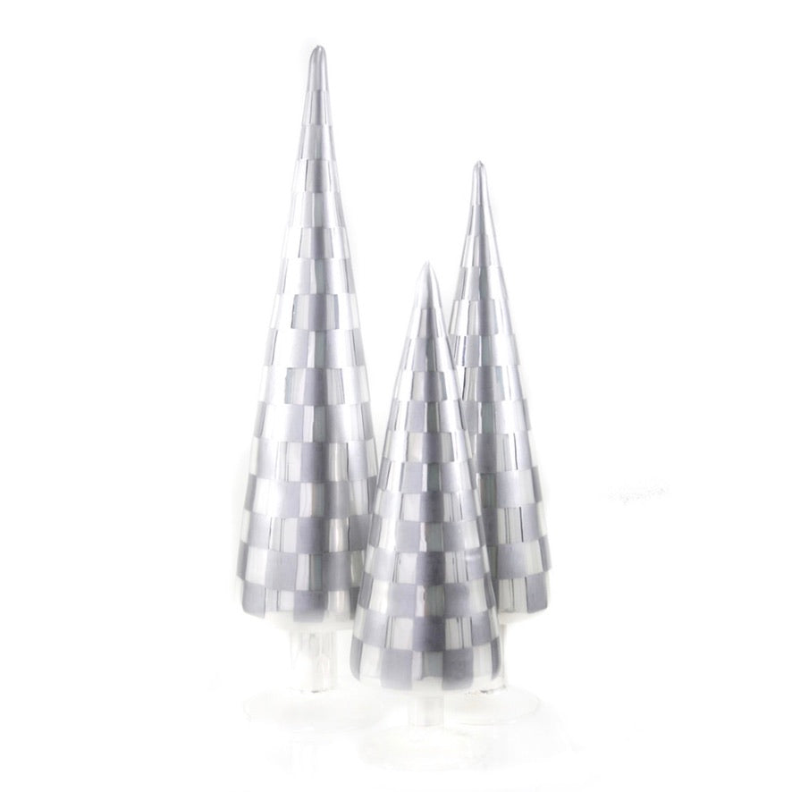Cody Foster Silver Checkered Glass Tree  | Putti Christmas Decorations 