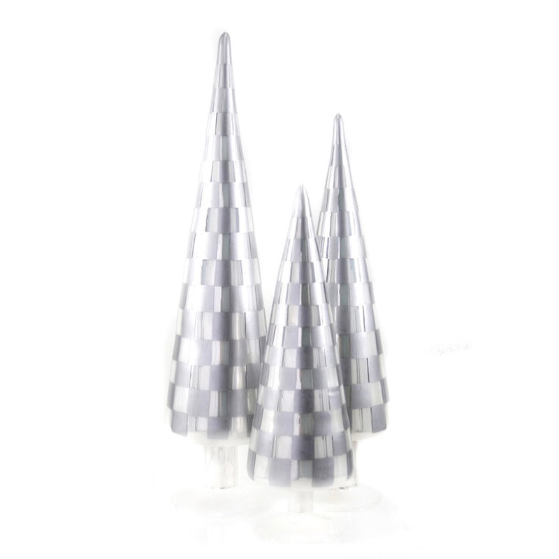 Cody Foster Silver Checkered Glass Tree  | Putti Christmas Decorations 