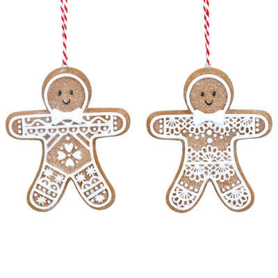 Gingerbread `Lace` Man resin Ornament | Putti Christmas Decorations
