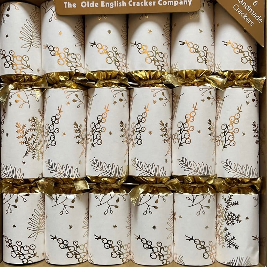 Robin Reed White with Gold Berries Christmas Crackers