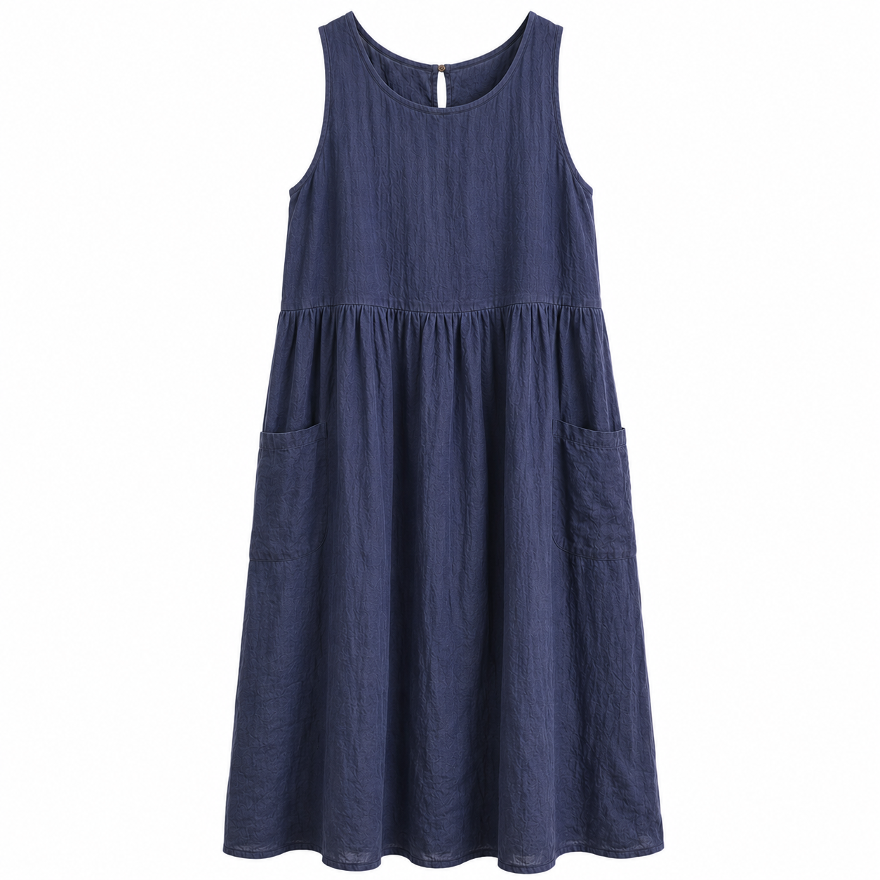 Linen Smock Dress - Navy