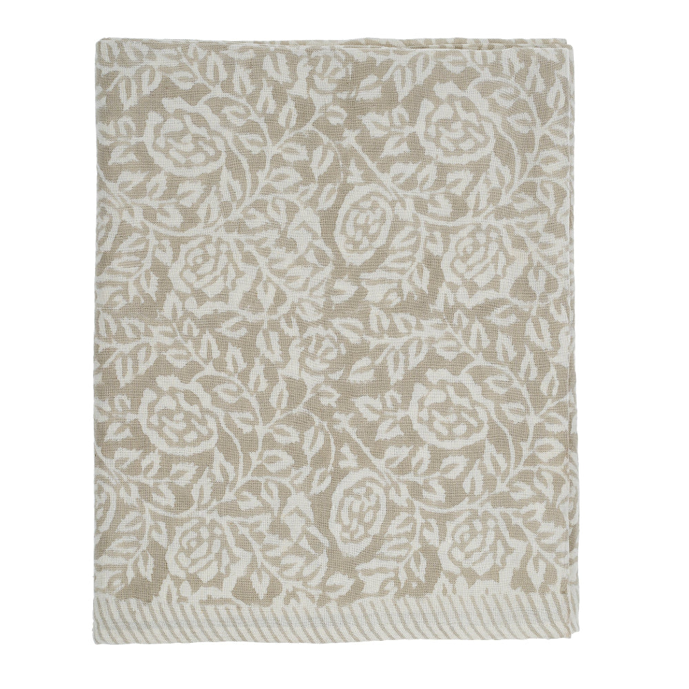 Wildrose Block Print Tablecloth | Putti Fine Furnishings 
