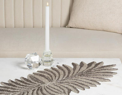 Silver Palm Leaf Bead Table Runner | Putti Fine Furnishings Canada