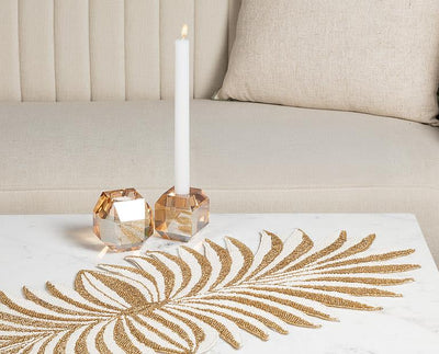 Gold Palm Leaf Bead Table Runner | Putti Fine Furnishings Canada