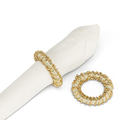 Gold Bead & Ribbon Wrap Napkin Ring  | Putti Christmas Celebrations