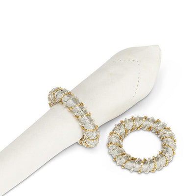 Gold Silver Bead & Ribbon Wrap Napkin Ring  | Putti Christmas Celebrations