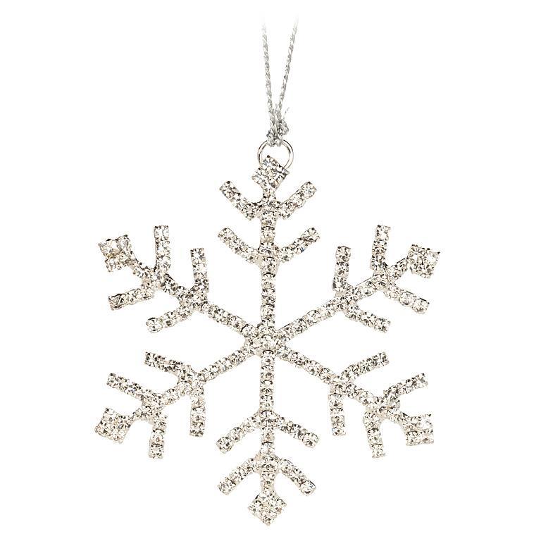 Jewelled Silver Snowflake Ornament  | Putti Christmas Decorations 