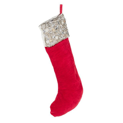 Jewelled Top Christmas Stocking - Red | Putti Christmas Canada