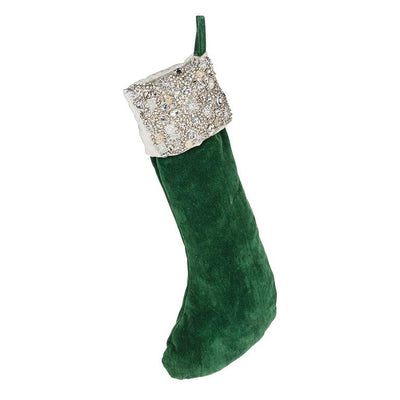 Jewelled Top Christmas Stocking - Green  | Putti Christmas Canada