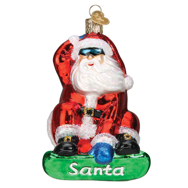 Old World Christmas Snowboarding Santa Ornament | Putti Christmas Decorations