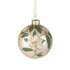 Magnolia on Matte Gold Glass Ball Ornament  | Putti Christmas Celebrations