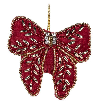Red Bow Bead Ornament | Putti Christmas Decorations
