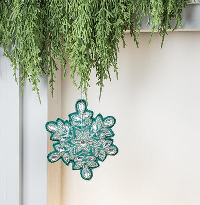 Blue Snowflake Bead Ornament | Putti Christmas Decorations