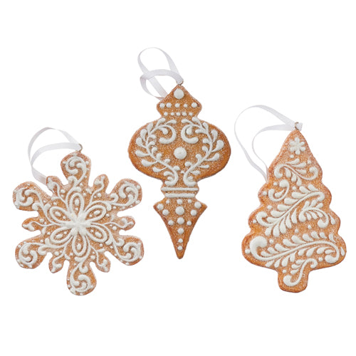 White Icing Gingerbread Ornaments | Putti Christmas Decorations 