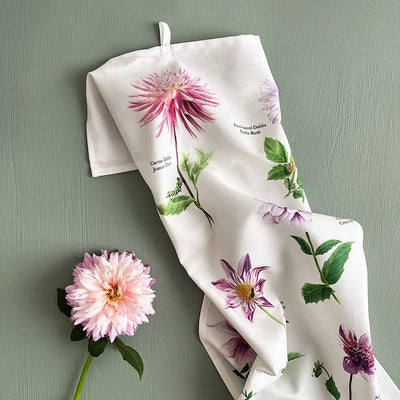 Dahlia 100% cotton tea towel | Putti Fine Furnishings