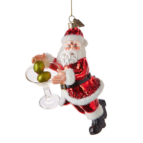 Eric Cortina "Just on Drink" Santa with Martini Glass Ornament