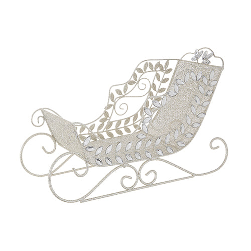 Crystal Jewelled Sleigh with Silver Glitter | Putti Christmas Canada
