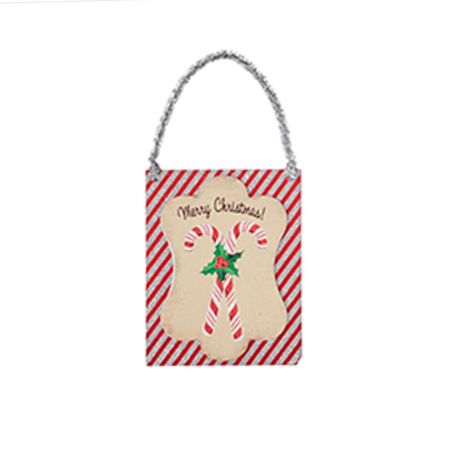 Vintage Inspired Postcard with Tinsel Christmas Ornament | Putti Christtmas Decorations 